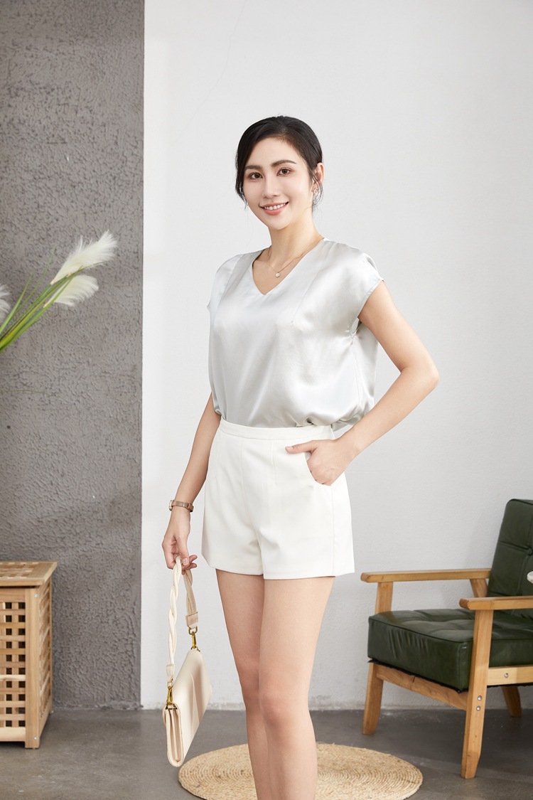 B6245 2190K ÁO THUN NỮ JIATDC NGẮN TAY MÙA HÈ CỔ CHỮ V THỜI TRANG NỮ LỤA TƠ TẰM G05 SẢN PHẨM MỚI