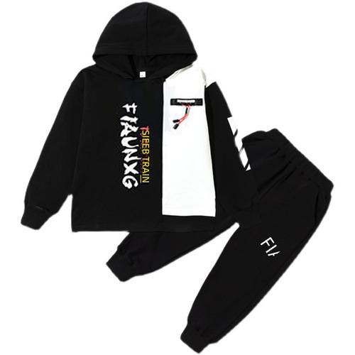 Children's clothing boy spring set 2025 new medium and large children boy cool sweatshirt two-piece set stylish Korean version fashion