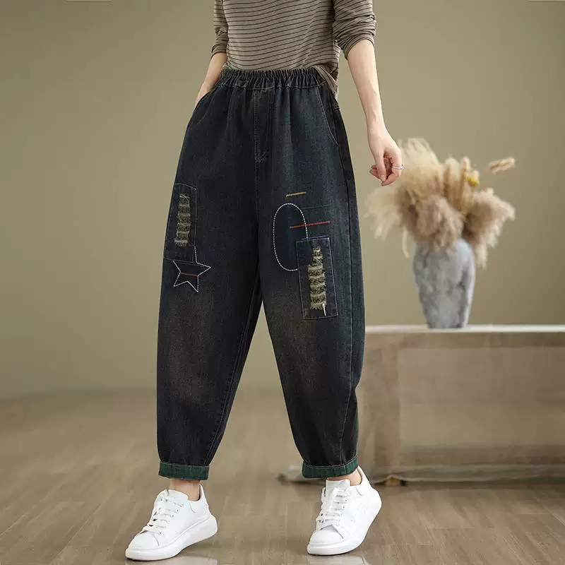 Warm trousers for leisure, jeans, plus size