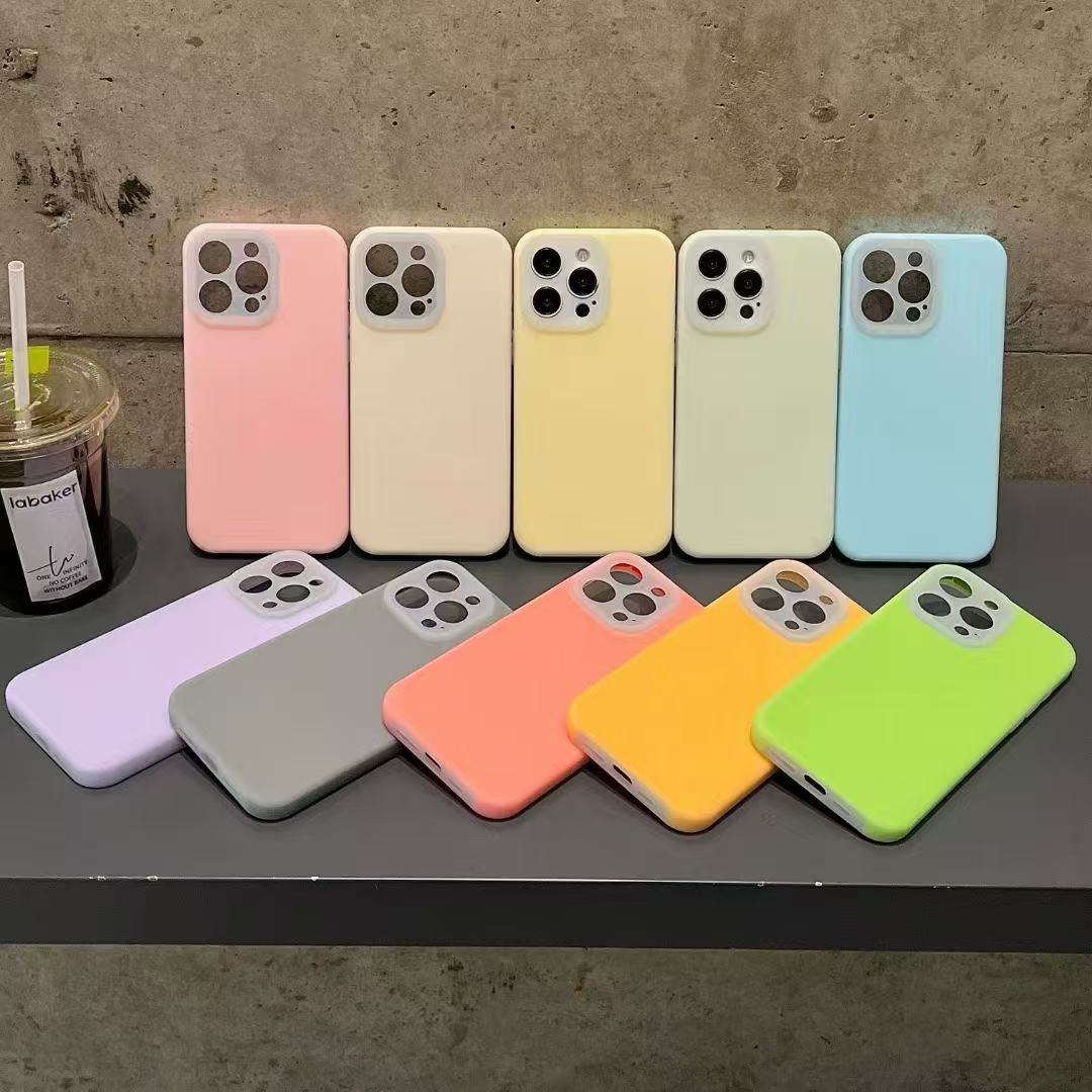 适用苹果iphone14中高端液态硅胶手机套果冻硅胶内贴绒布15promax