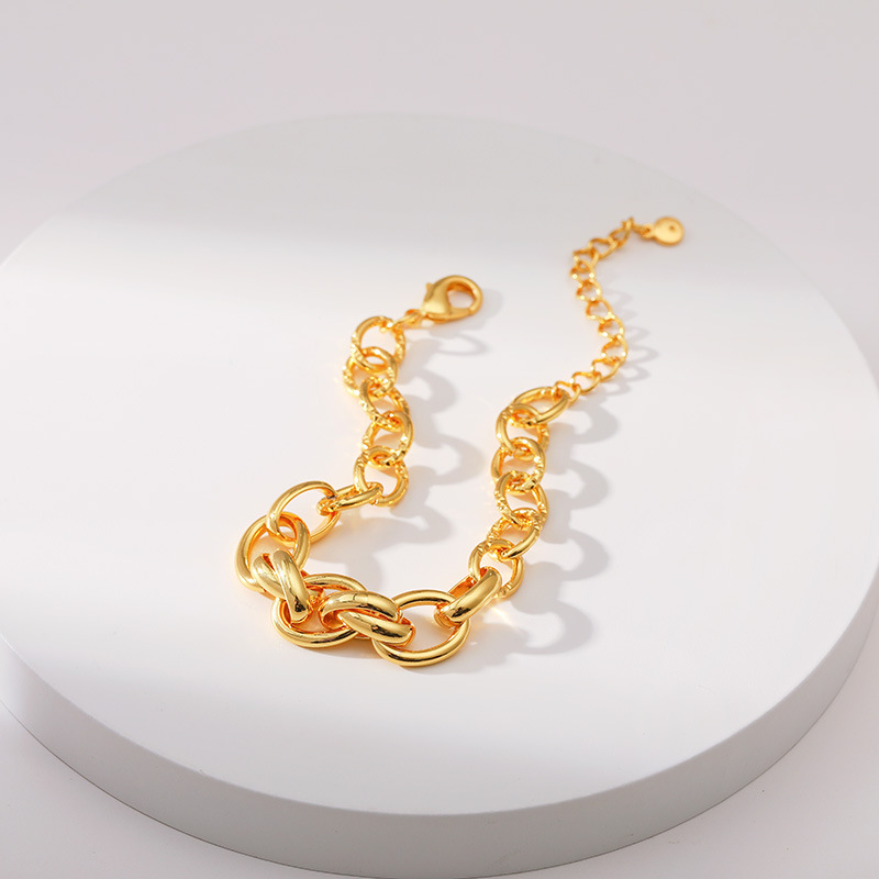 Retro Oval Solid Color Copper Bracelets