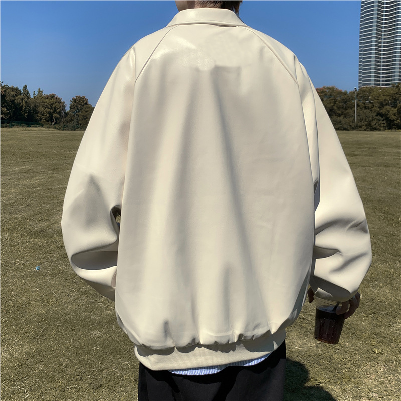 Puleather chaqueta hombres Otoño e Invierno ins marea marca calle uppie guapo versión coreana tendencia suelta personalidad hip hop cardigan