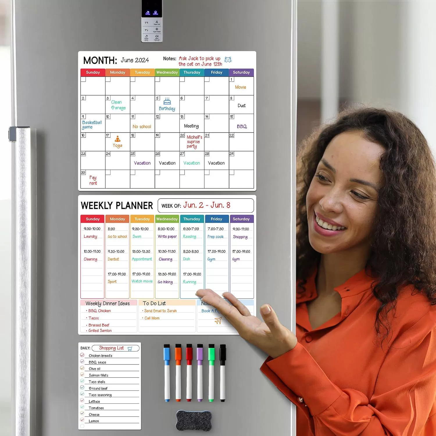 Трансграничная наклейка на холодильник, магнитный минималистский стиль, расписание объявлений, календарь меню, набор магнитных наклеек на доске