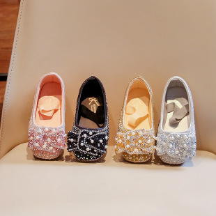 2024 Spring Summer Autumn Lady Bow Princess Baby Children's Students Shoes Leather Shoes Dance Show Princess Shoes