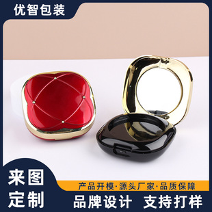 Factory Hot-Selling Square Intertwined Flower Mesh Line Small Fragrance Air Cushion Powder Box Flip-Top Three-Layer Powder Box with Mirror