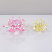 厂家批发莲花装饰品水晶玻璃摆件客厅办公桌家居装饰品