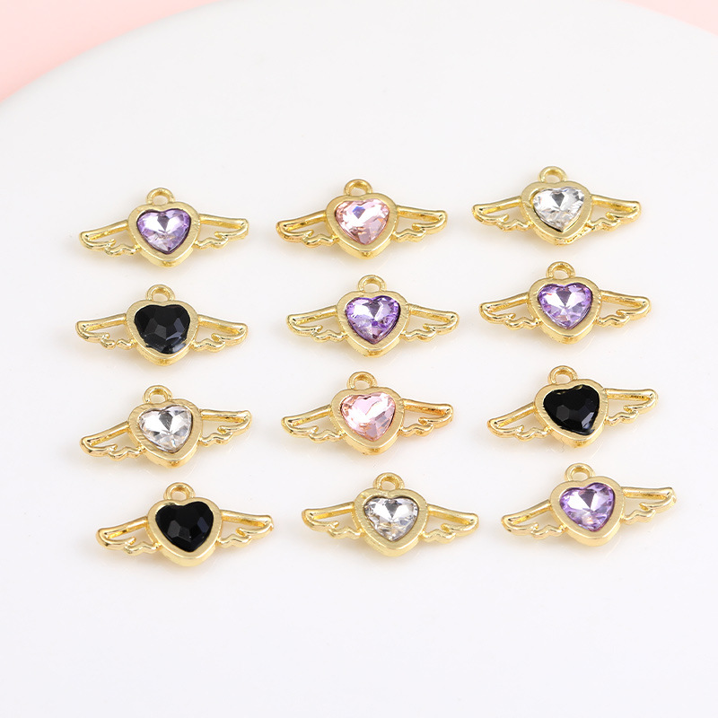 1 Piece Sweet Simple Style Heart Shape Wings Alloy Plating Inlay Pendant Jewelry Accessories display picture 5