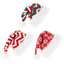 圣诞节新款针织毛线圣诞长毛绒条纹帽子圣诞老人帽子节日派对装饰