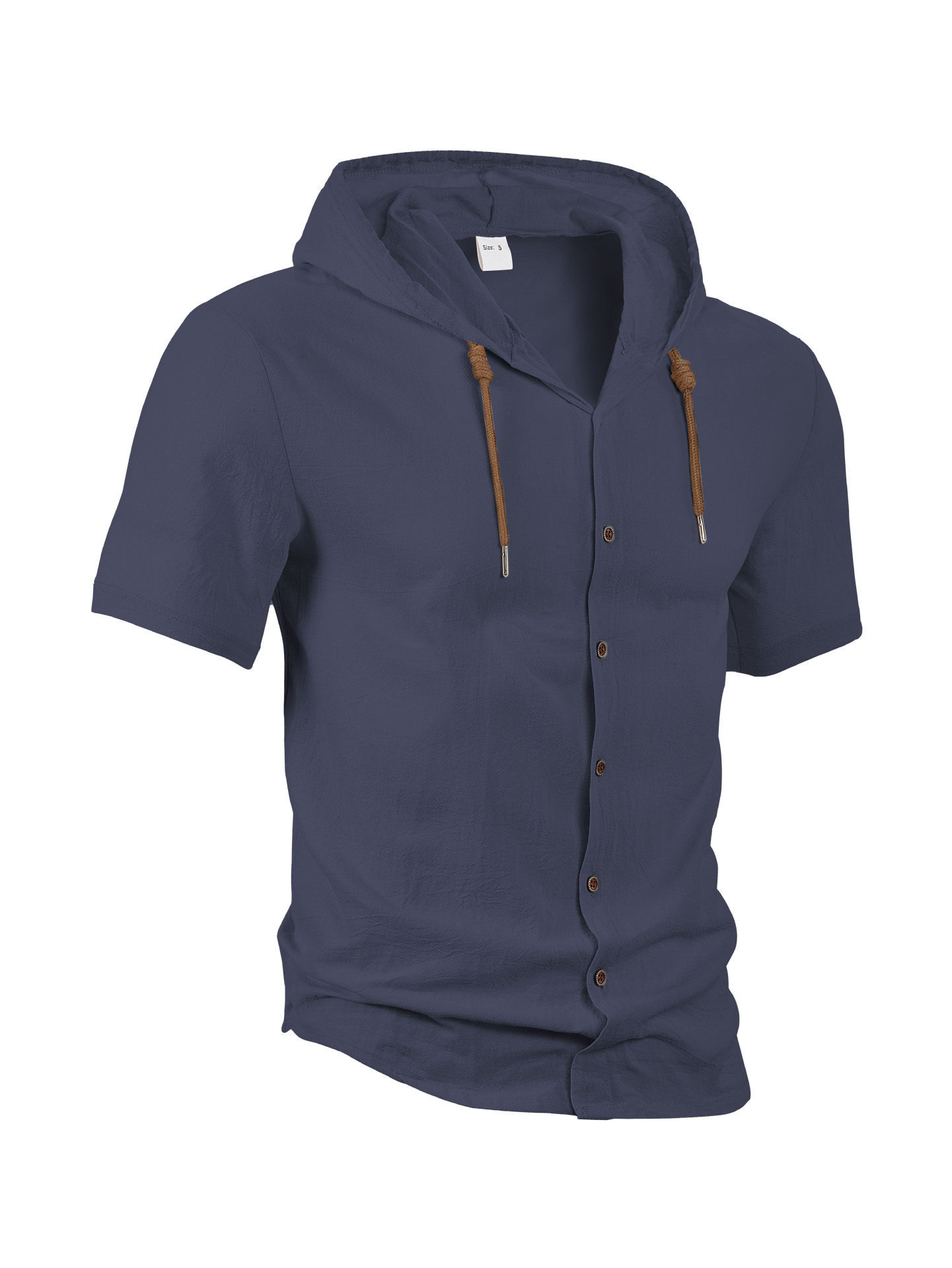 Nuevo transfronterizo TK Amazon nuevo estilo americano de verano delgado transpirable lino suelto camisa de mangas cortas de hombre