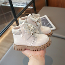 英伦风休闲靴子2025潮流新款时尚蝴蝶结儿童马丁靴女童短靴单靴