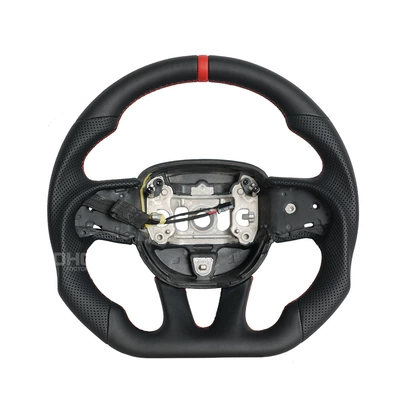 Direct Shipment from the Us Warehouse Suitable for Dodge Challenger Srt Full Leather Flat-Bottom Sports Steering Wheel Upgrade Parts (Steering wheel) - full-leather