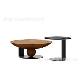 意式极简中古风飞碟茶几圆形客厅家用小户型轻奢高级感新款