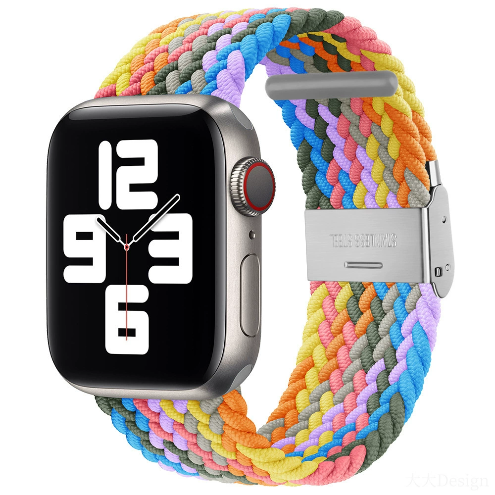 Совместимо с Apple Watch 5-6-7-8-9-10 поколения Snap-on нейлоновый плетёный ремешок iWatch S10 регулируемый браслет