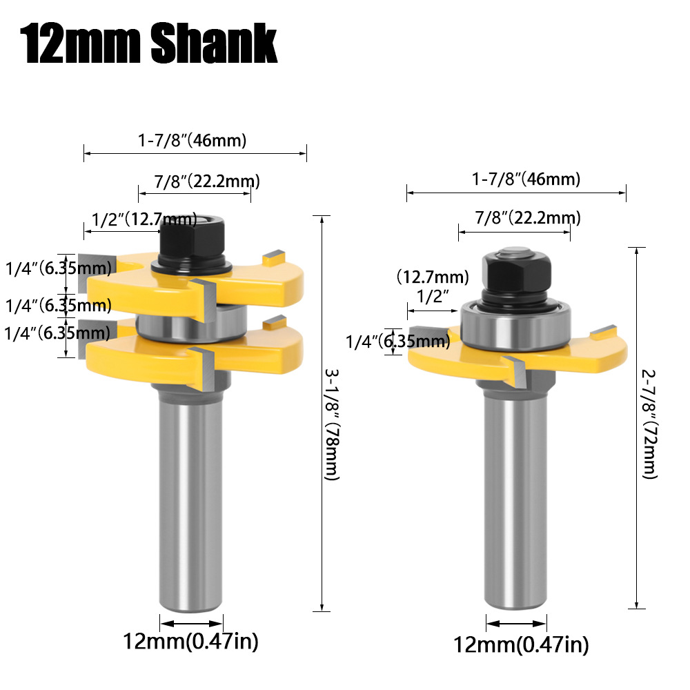 Cuchillo de espiga para carpintería Cuchillo de espiga en T de 3 dientes Cuchillo de piso Cuchillo de tablero Cuchillo de tablero de 8 asas Cuchillo de piso Exportación de comercio exterior