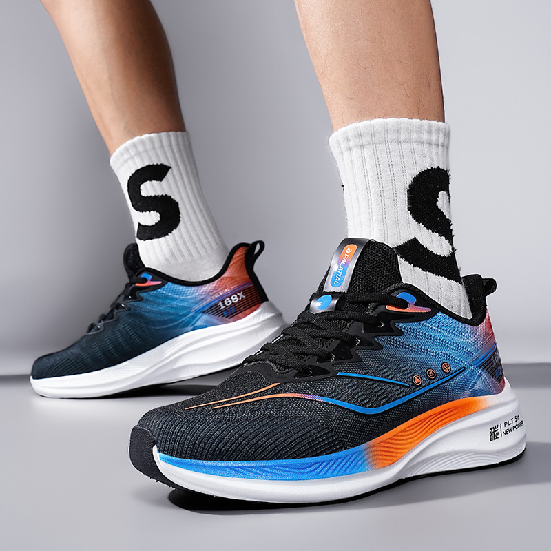 Shock-absorbing fashionable mesh ultra light breathable shoes