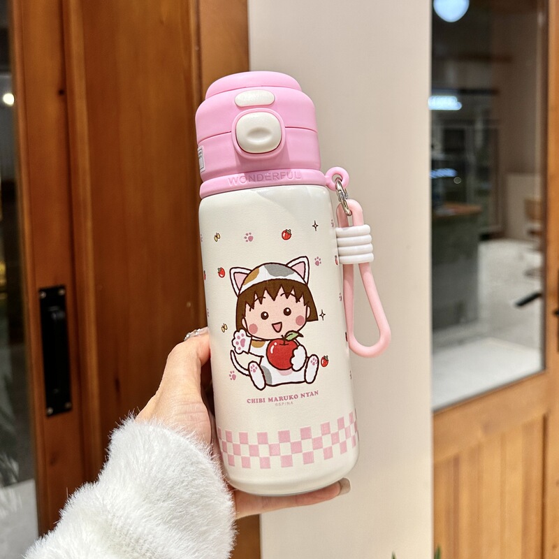 ストロベリーベア子供用魔法瓶カップ 316 ステンレス鋼学校特別なダブルドリンクカップかわいい学生ポータブルストローカップ|undefined