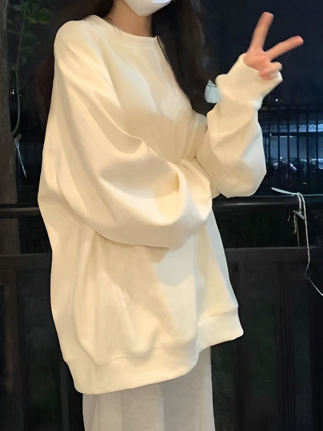 重磅100%纯棉圆领卫衣女秋冬设计感ins显瘦遮肉慵懒风长袖t恤上衣