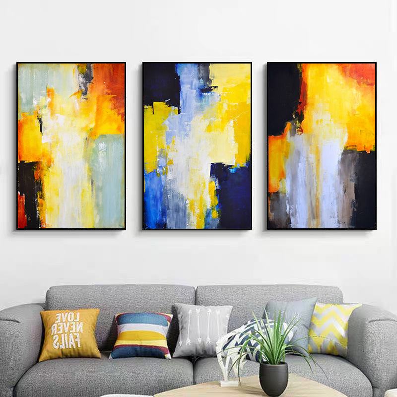 Pintura al óleo de color abstracto moderno lienzo mural póster de arte de la pared dormitorio sala de estar decoración moderna