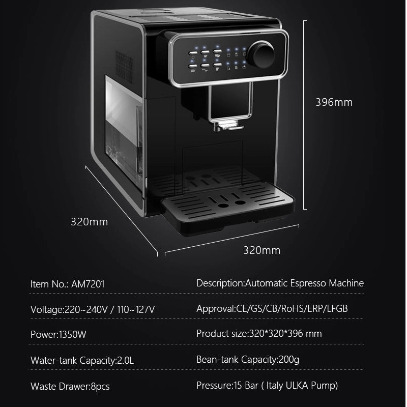 Cafetera espresso automática para el hogar con espumador de leche, cafetera espresso comercial con control de temperatura integrado