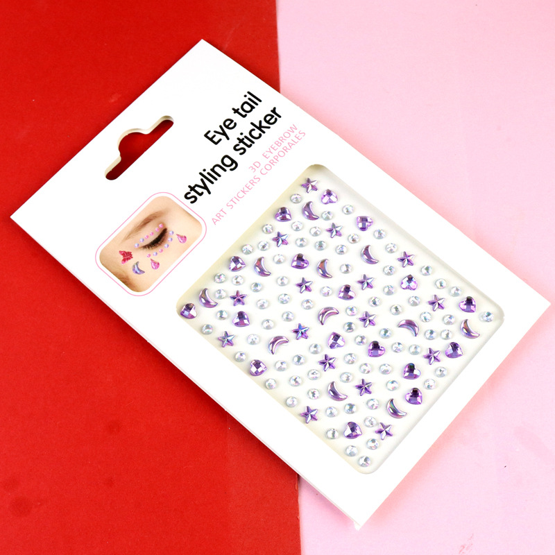 Transfronterizo AB diamantes coloridos joyas de maquillaje de ojos maquillaje facial pegatinas de diamante para niños espectáculo de escenario pegatinas faciales pegatinas de cristal perlas