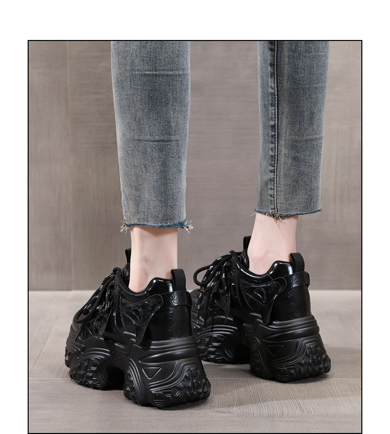 Giày sneaker nữ đế dày độn cao bên trong, phong cách thể thao thường ngày — Màu be chi tiết 17