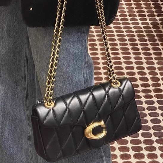 Kou C New Quilted Tabby Striped Chanel-Style Chain Shoulder Crossbody Bag for Women