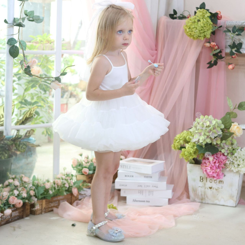 Girls Suspender Dress Pure White Princess Dress White Gauze Skirt Flower Girl Dress Tutu Skirt Cake Skirt Soft Gauze Breathable