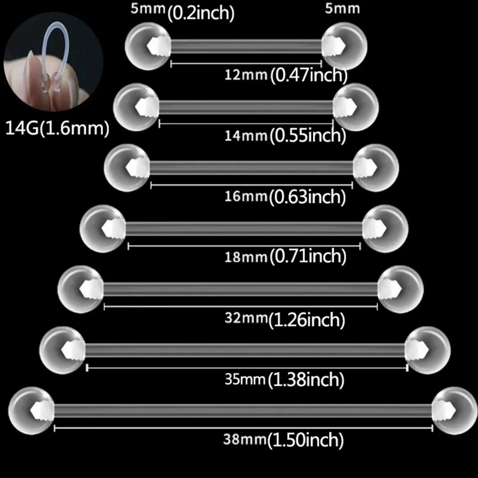 Plastic earrings, belly button piercing for nipples, 14 pieces