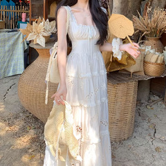 「日暮エデン」ストラップワンピース女性夏アンドロメダスカートウエストロングスカート