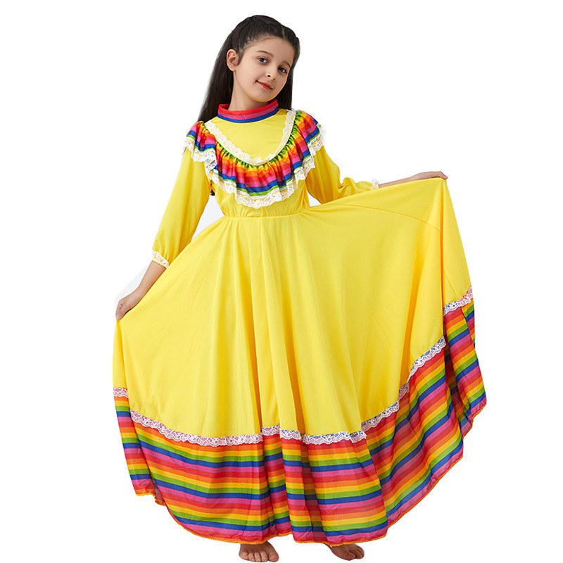 Mingyan traditional Mexican folk dance with long skirt for girls kindergarten stage performance costume