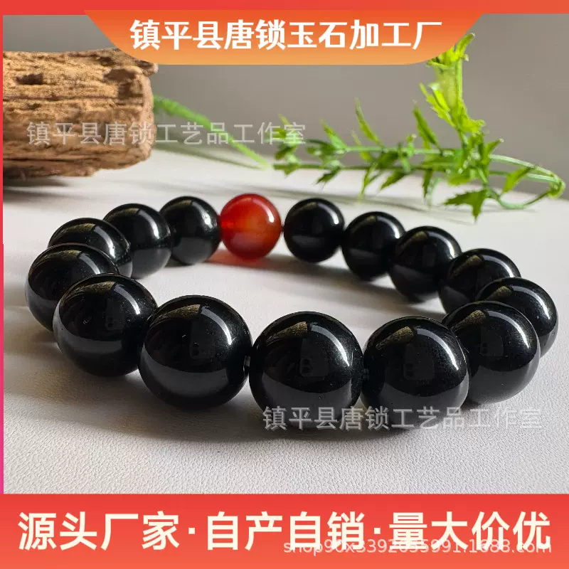 厂家供应14mm高品质仿玉玻璃手链男女圆珠手串庙会地摊会销礼品批