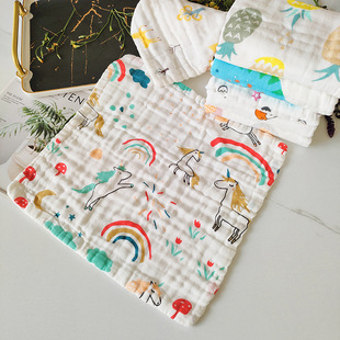 Six-layer gauze pure cotton square towel high-density gauze saliva towel newborn baby wash towel bath towel small towel