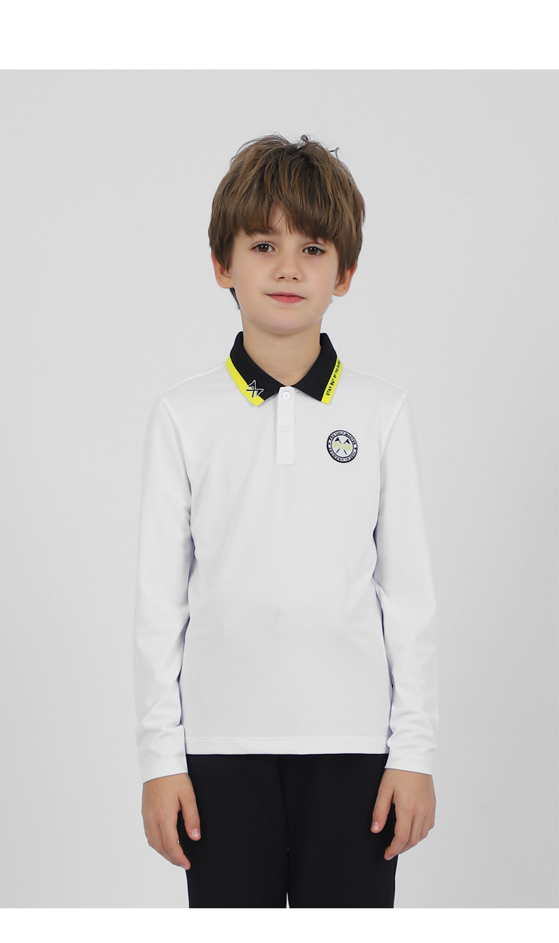 Áo thun dài tay bé trai PGM golf mùa thu, chất liệu co giãn thoải mái — YF494-màu trắng, YF494-Đen, YF494-màu xanh nước biển chi tiết 7