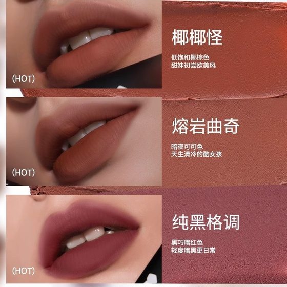 HYNTOOR/Black Rabbit Reverse Macaron Lip Mud Fog Matte Invisible Lip Pattern Niche Brand Brown Nude