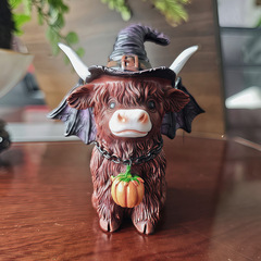 国境を越えた売れ筋ハロウィンかわいいハイランド牛コウモリカボチャクリスマス雰囲気装飾樹脂装飾品