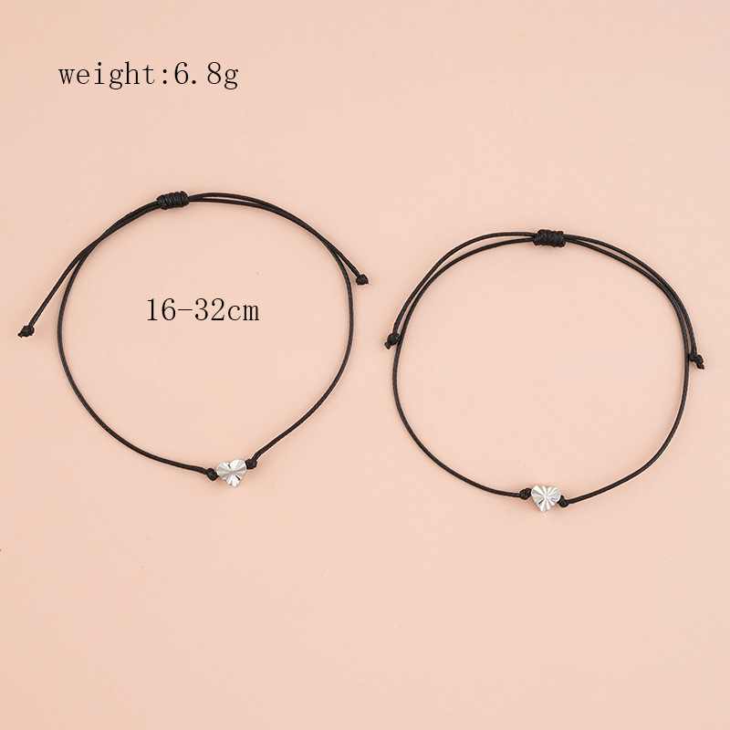 Women's Gender Simple Style Heart Shape Wax Line Copper Braid Women's Bracelets