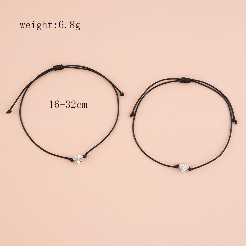 Simple Style Heart Shape Wax Line Copper Braid Women's Bracelets display picture 4