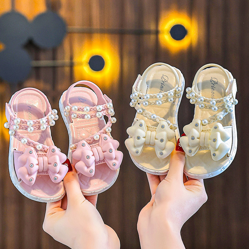 Nuevos niños arco princesa sandalias de suela suave para niñas bebés de suela suave lindas sandalias de verano para niñas lindas