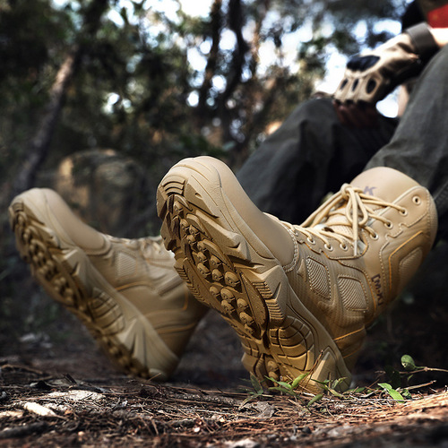 Factory Direct Cross-border Supply Outdoor High-Top Hiking Boots Steel Toe Safety Shoes Desert Training Shoes Wholesale Large Size Shoes