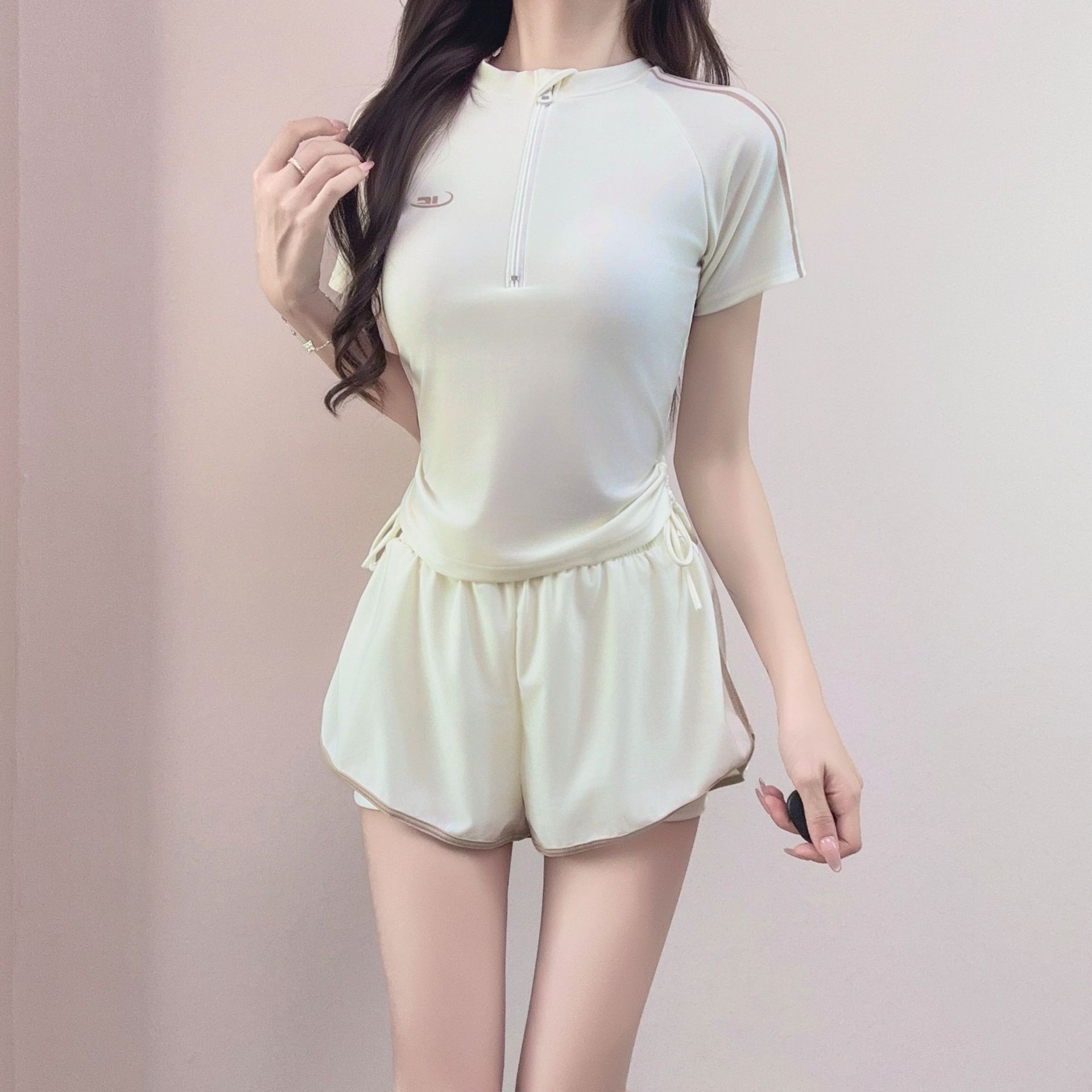 [Girl's Memory] Two-Piece Sports Swimsuit for Women, Conservative Slimming Look, Belly-Covering, Large Size Hot Spring Student New Swimsuit