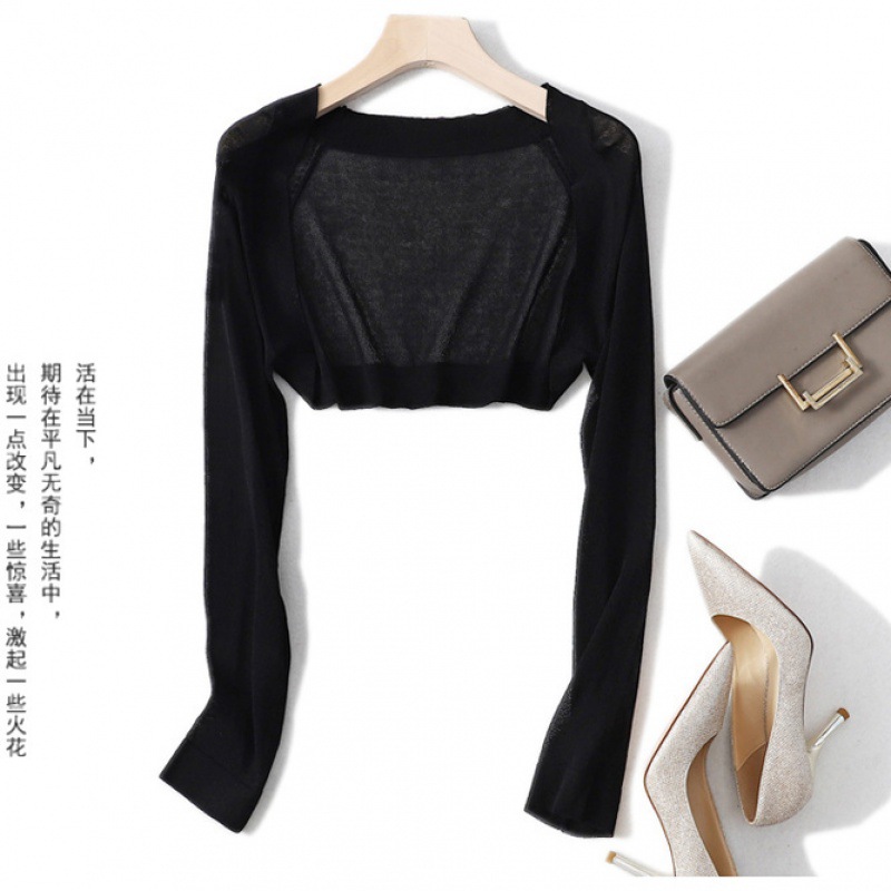 자외선 차단 의류, 니트 가디건, 얇은 여성용 서스펜더 스커트, 블라우스, 여름 아이스 실크 숄, 스몰 웨이스트 재킷