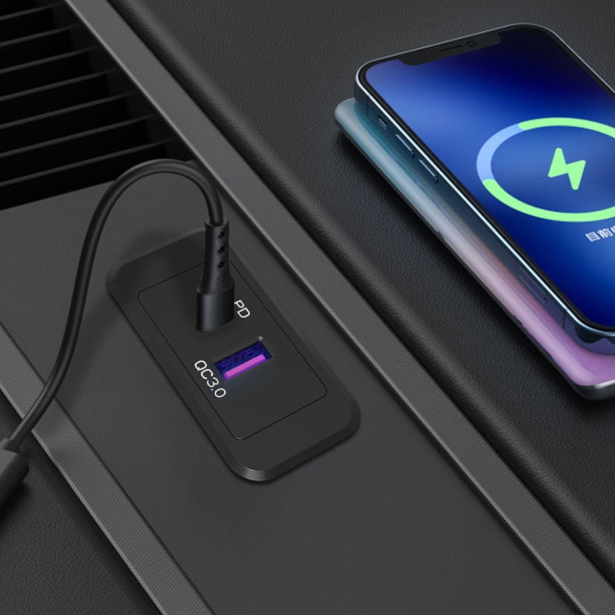 Cross-Border New Car Universal Charger Modified Multi-Function Mobile Phone Charging Qc3.0+Pd3.0 Car Charging