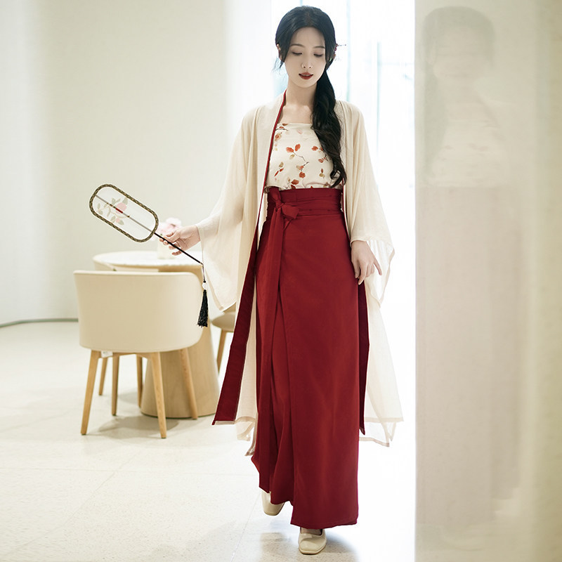 Zhīyǔtáng Hanfu Qinxia Song-Style Hanfu for Women, Changgan Temple Style Skirt with Suspenders, National Style, Everyday Retro Commuter Summer Style Zhīyǔtáng Hanfu Qinxia Song-Style Hanfu for Women, Changgan Temple Style Skirt with Suspenders, National Style, Everyday Retro Commuter Summer Style