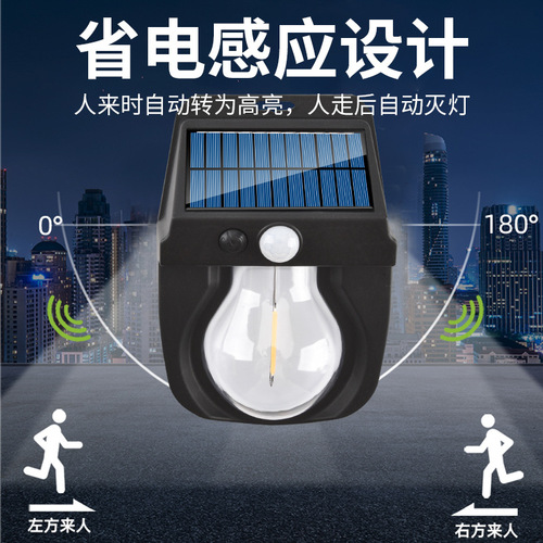 Outdoor Solar Small House Light Sensor Tungsten Filament Warm Light Wall Lamp Courtyard Villa Garden Waterproof House Wall Lamp
