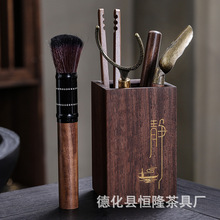 黑檀木茶道六君子套装胡桃实木茶具配件茶艺茶夹茶刀功夫收纳茶筒