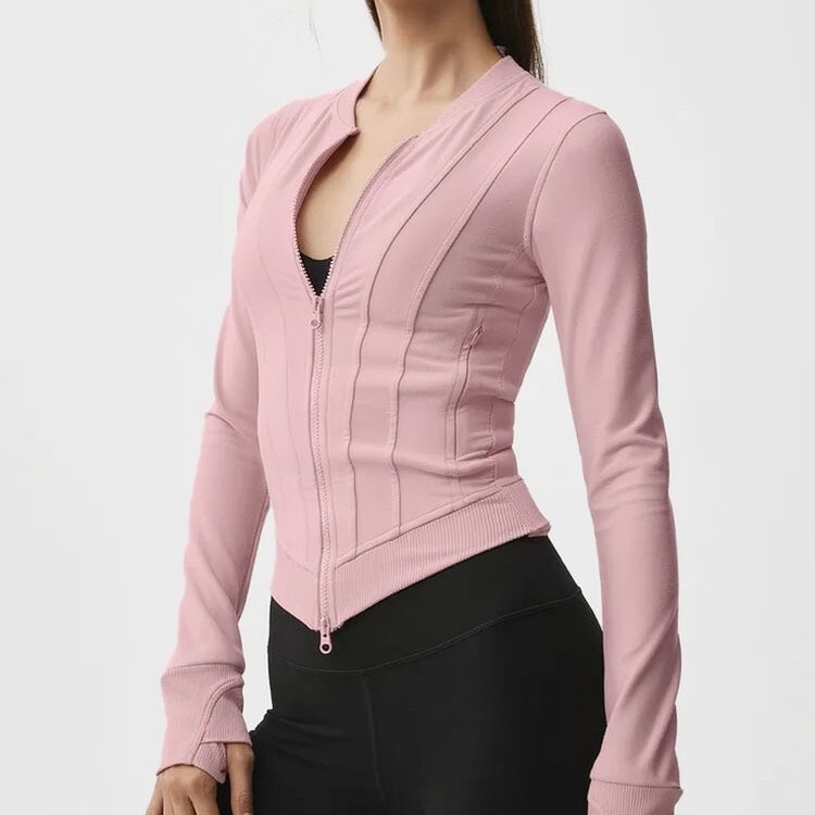 European and American Cross-Border Yoga Wear Long-Sleeved Slim-Fit Nude-Feel Sports Jacket for Women Breathable Outdoor Sports Running Fitness Top