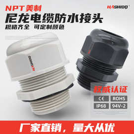 美制牙NPT3/8-NPT1-1/4尼龙电缆接头阻燃格兰头防水连接固定头G