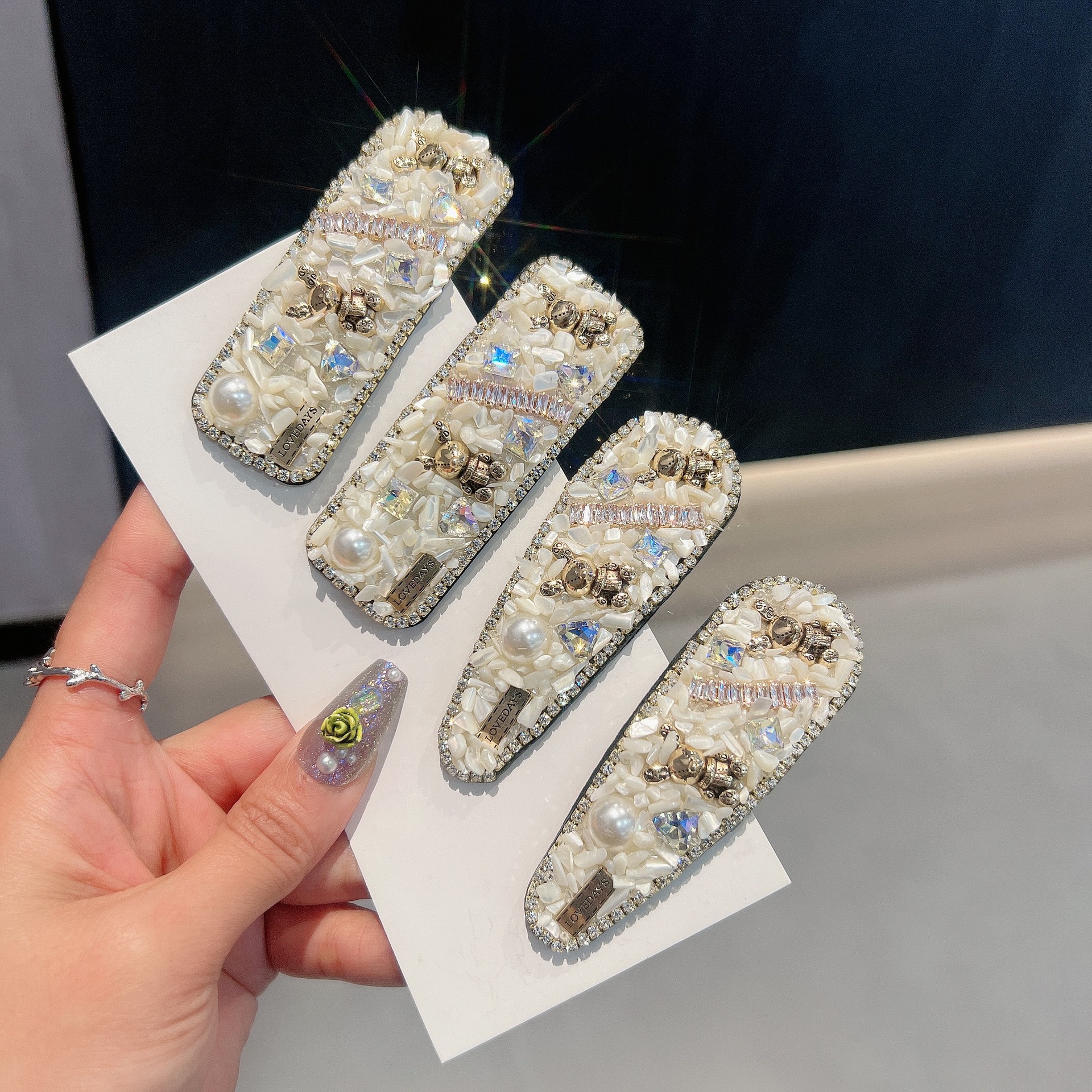 South Korea Dongdaemun New Pearl Rhinestone Hairpin Retro Elegant Bangs Clip Bunny Side Clip Hairpin Hair Accessories