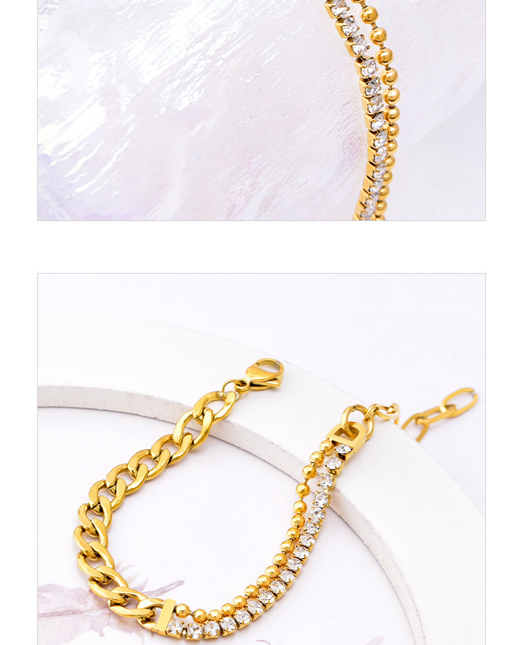 Women'S Gender Inlay Design Fashion Style Fashion Geometric Titanium Steel Inlay Zircon Bracelets 1 Piece