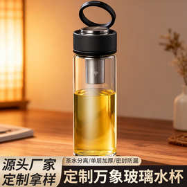 加工定制万象双层玻璃水杯多规格可印logo图片生肖等促销送礼水杯